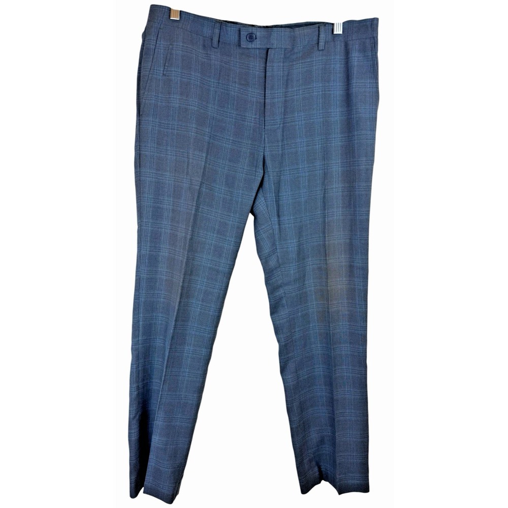 Paisley & Gray Men's Slim Fit Plaid Pants Size 36x30‎ Blue Glenn Check Slacks